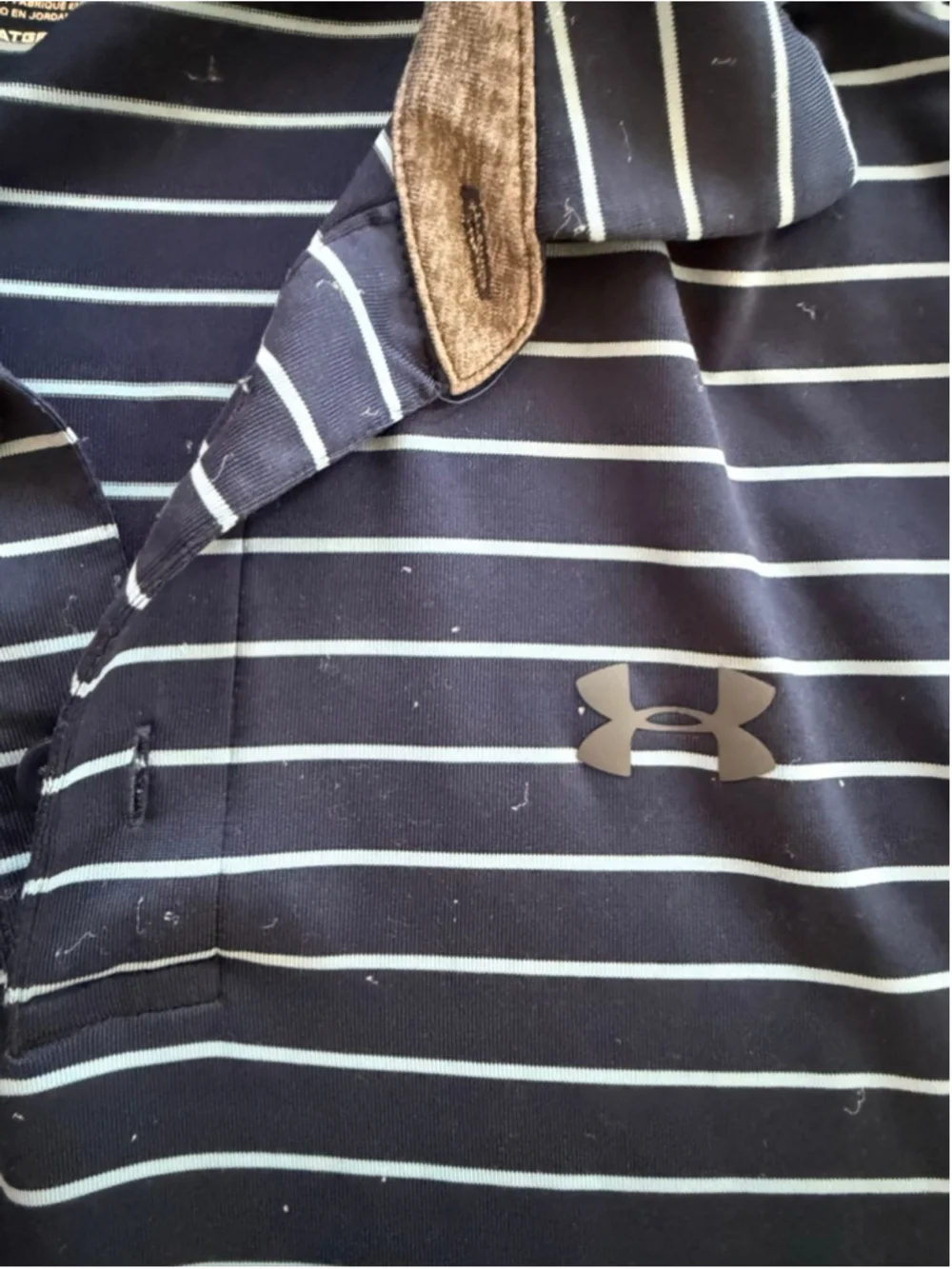 Men's Under Armour Navy Light Blue Striped Playoff Polo L
